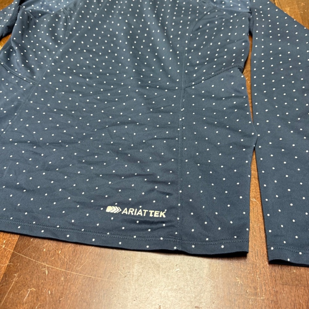 Ariat Quarter 1/4 Zip Top Women M Navy Blue Polka Dot AriatTEK Performance Shirt - Picture 9 of 10